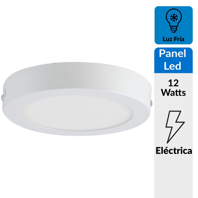 Panel Led Sobrepuesto Circular Blanco 12W Luz Fría