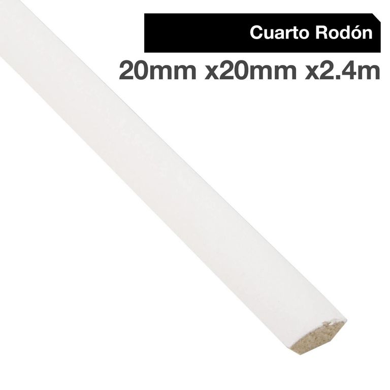 Moldura 1/4 Rodón MDF Blanco 20 mm 2x240 cm