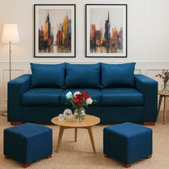 DKORA - Sofá 3 cuerpos + 2 pouf