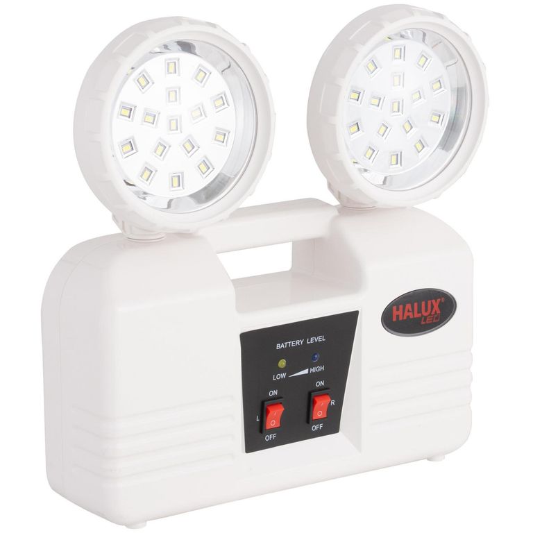 HALUX - Lámpara emergencia 2 focos 1.400 LM | Ofertitas