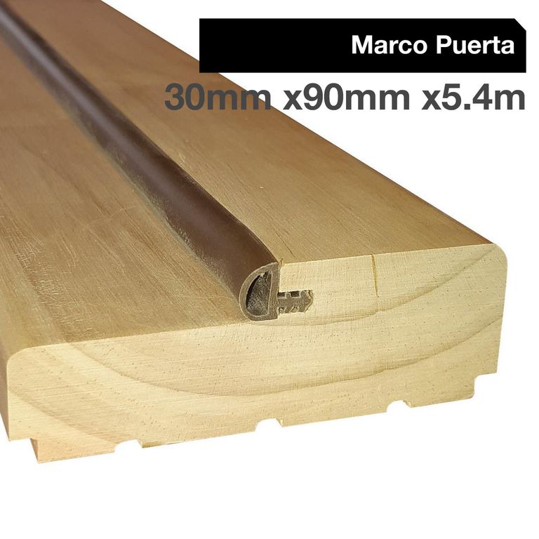 Juego marco puerta pino con burlete 30 mm x 90 mm x 5,4 m