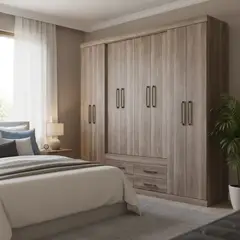 ALTAVISION - Clóset Nápoles 8 Puerta(s) 4 Cajón(es) 11 Repisa(s) 212x217x46 cm Café