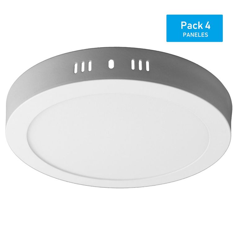 Pack Panel Led Sobrepuesto Redondo 18w Luz Día 4u