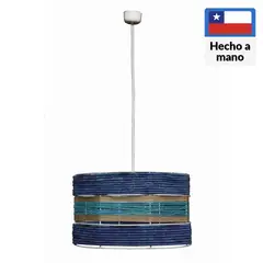 CAROLD STEVENS - Lámpara Colgante Tambor 1 Luz Fibras Naturales Multicolor