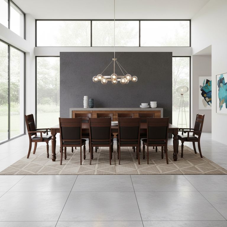 Juego de Comedor Grand Cordobes 10 Sillas Mesa Rectangular 120x76x240 cm Café