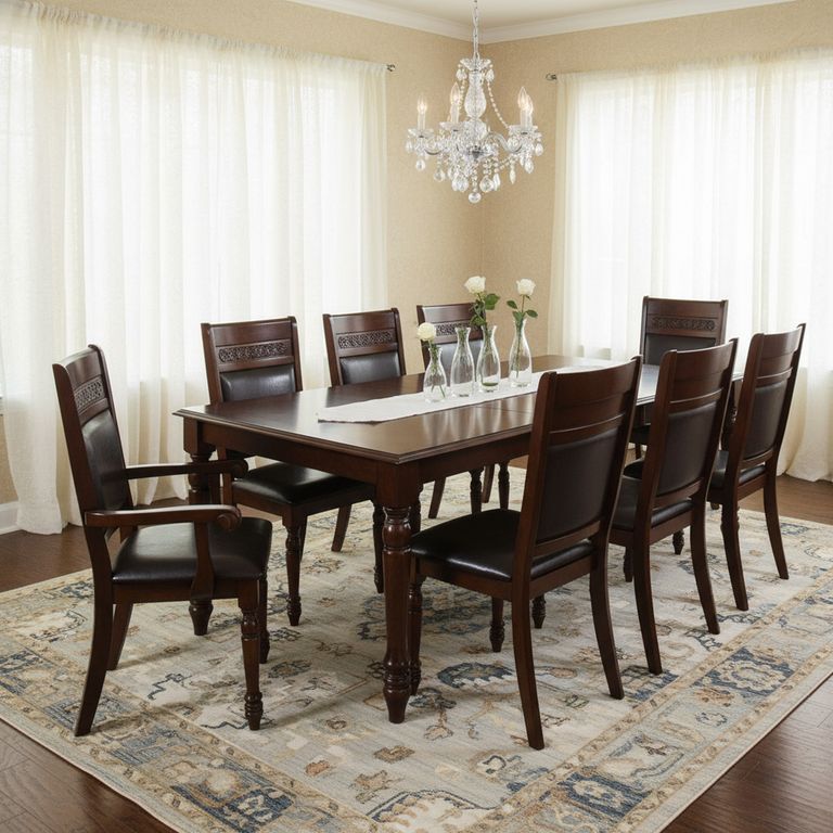 Juego de Comedor Cordobes 8 Sillas Mesa Rectangular 102x76x180 cm Café