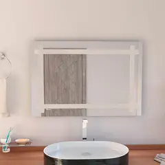 TUHOME - Espejo Baño Rectangular 90x60 cm Gris Broni