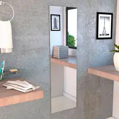 TUHOME - Espejo Baño Rectangular 38x130 cm Gris Amalfi