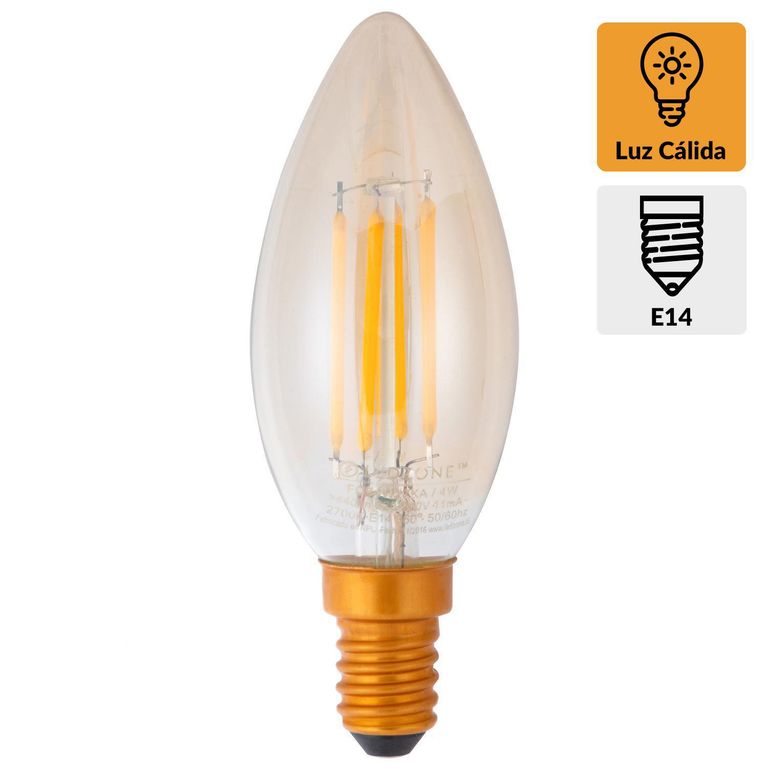 Ampolleta Led Vintage Vela 4 W E14 440 lm Luz Cálida