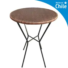DECO MIMBRE - Mesa de Bar Redonda Fierro 70x100x70 cm Negro/café