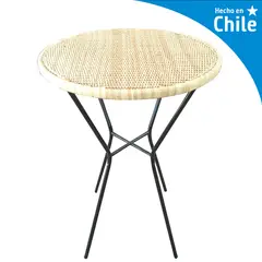 DECO MIMBRE - Mesa de Bar Redonda Fierro 70x100x70 cm Blanca