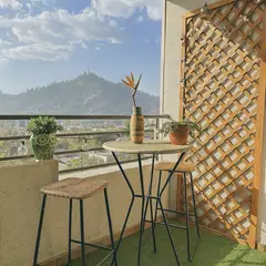 DECO MIMBRE - Mesa de Bar Redonda Fierro 70x100x70 cm Blanca