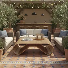 DECO MIMBRE - Mesa Gina Rectangular MimbreFierro 120x35x80 cm Natural