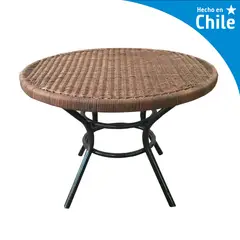 DECO MIMBRE - Mesa Nido Redonda Fierro 55x40x55 cm Chocolate