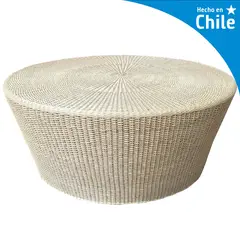 DECO MIMBRE - Mesa Cónica Redonda MimbreFierro 100x45x100 cm Blanca