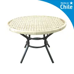 DECO MIMBRE - Mesa Nido Redonda Fierro 55x40x55 cm Blanca