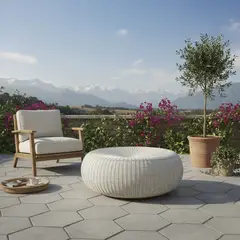 DECO MIMBRE - Puff donut blanco Blanco