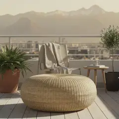 DECO MIMBRE - Puff colonial blanco