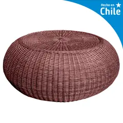 DECO MIMBRE - Mesa Puff Redonda Mimbre 100x50x100 cm Chocolate
