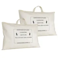 MASEL - Pack de 2 Almohadas de Plumas para Dormir 50x70 cm