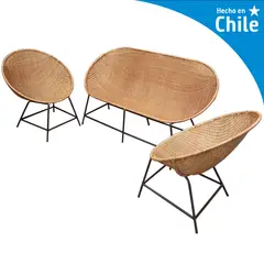 DECO MIMBRE - Juego de Terraza Living Mimbre Chocolate 4 Personas