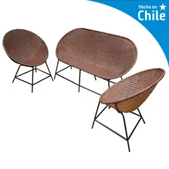 DECO MIMBRE - Juego de Terraza Living Mimbre Chocolate 4 Personas