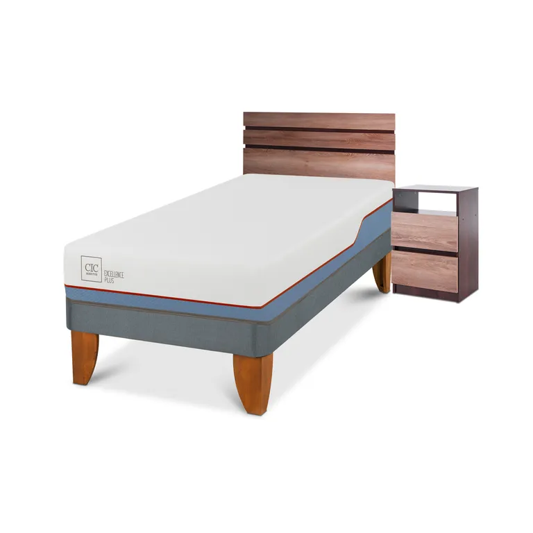 CIC Cama Europea Excellence Plus 1 Plaza + Muebles