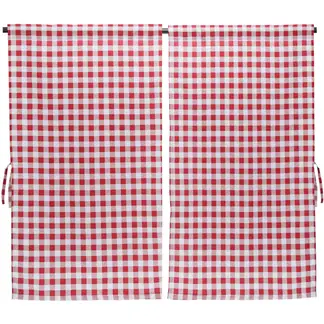 ATMOSPHERA HOME - Cortina cocina cuadrille rojo 2 paños 70x115 cm