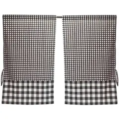 ATMOSPHERA HOME - Cortina cocina cuadrille negro 2 paños 70x115 cm