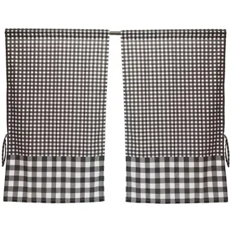 ATMOSPHERA HOME - Cortina cocina cuadrille negro 2 paños 70x115 cm