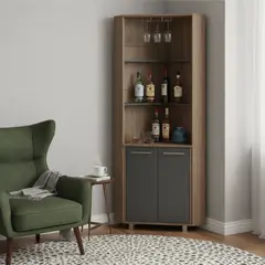 TUHOME - Bar Esquinero Carmenere 56.7x186x112.8 cm Miel/plomo