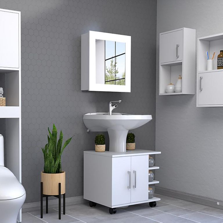 Set De 5 Muebles Para Baño Aglomerado Con Manual Armado
