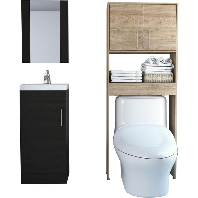 Set Mueble Lavamanos/Espejo/Mueble Optimizador Miel/Wengue