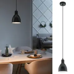 EGLO - Lámpara de colgar acero negro Priddy 1 luz E27 60W