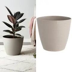 REYPLAST - Macetero redondo estilo piedra plastico 25 cm taupe
