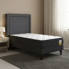 DRIMKIP - Cama Europea Eurotop 1 Plaza Bn 90X190 Cm + Respaldo