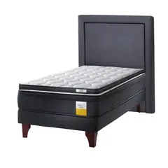 DRIMKIP - Cama Europea Eurotop 1 Plaza Plus Bn 90X200 Cm + Topper + Respaldo
