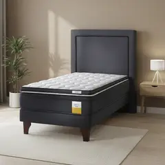 DRIMKIP - Cama Europea Eurotop 1 Plaza Plus Bn 90X200 Cm + Topper + Respaldo