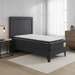 DRIMKIP - Cama Europea Eurotop 1.5 Plaza Bn 105X190 Cm + Topper + Respaldo