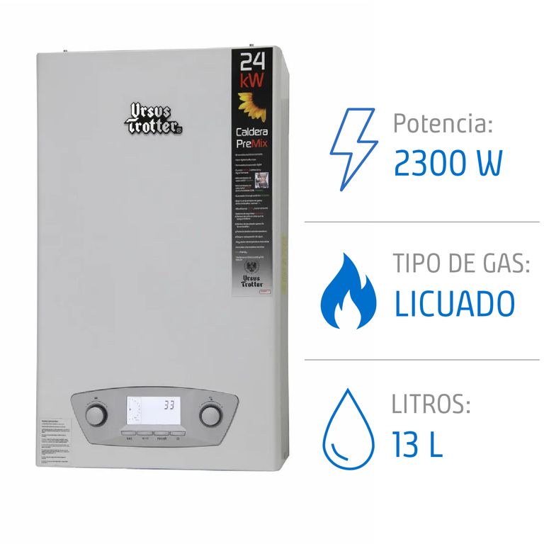 Caldera de Condensación Gas Licuado 13 Litros 2300 W de Muro