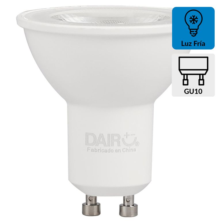 Ampolleta LED 3 tonos (intensidad alta, media o baja) GU10 8W Luz Fría