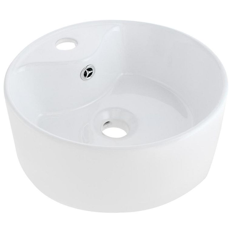 Lavamanos Sobrepuesto Forma Redonda Loza 32x14x32 cm Blanco