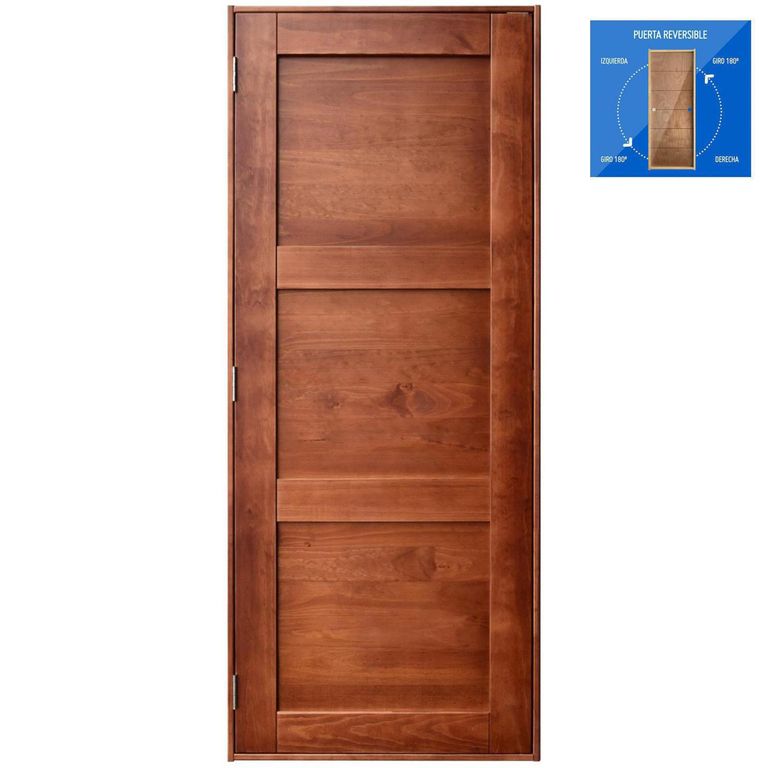 Puerta Pino 3 paneles Dual castaño