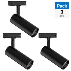 JUST HOME COLLECTION - Pack 3 Led Riel Cilindro 12 W Negro Luz Fría