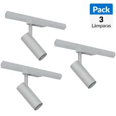 JUST HOME COLLECTION - Pack 3 Focos Led Riel Cilíndrico 12 W Blanco Luz Fría