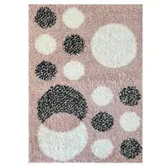 IDETEX - Alfombra Shaggy Círculos 120x170 cm Polipropileno Rosado