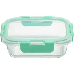JUST HOME COLLECTION - Contenedor de Alimento Rectangular con Tapa Clip Vidrio 370 ml
