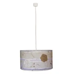 CAROLD STEVENS - Lámpara colgante tambor flores bordadas tela 1 luz E27