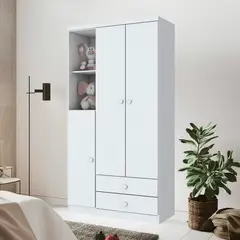 HOME MOBILI - Clóset 3 Puerta(s) 2 Cajón(es) 4 Repisa(s) 91x181x47 cm Blanco