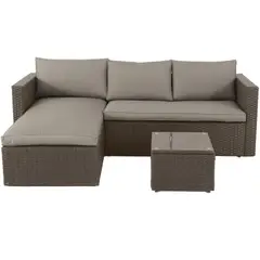 JUST HOME COLLECTION - Juego de Terraza Living Seccional Livorno 4 Personas Café